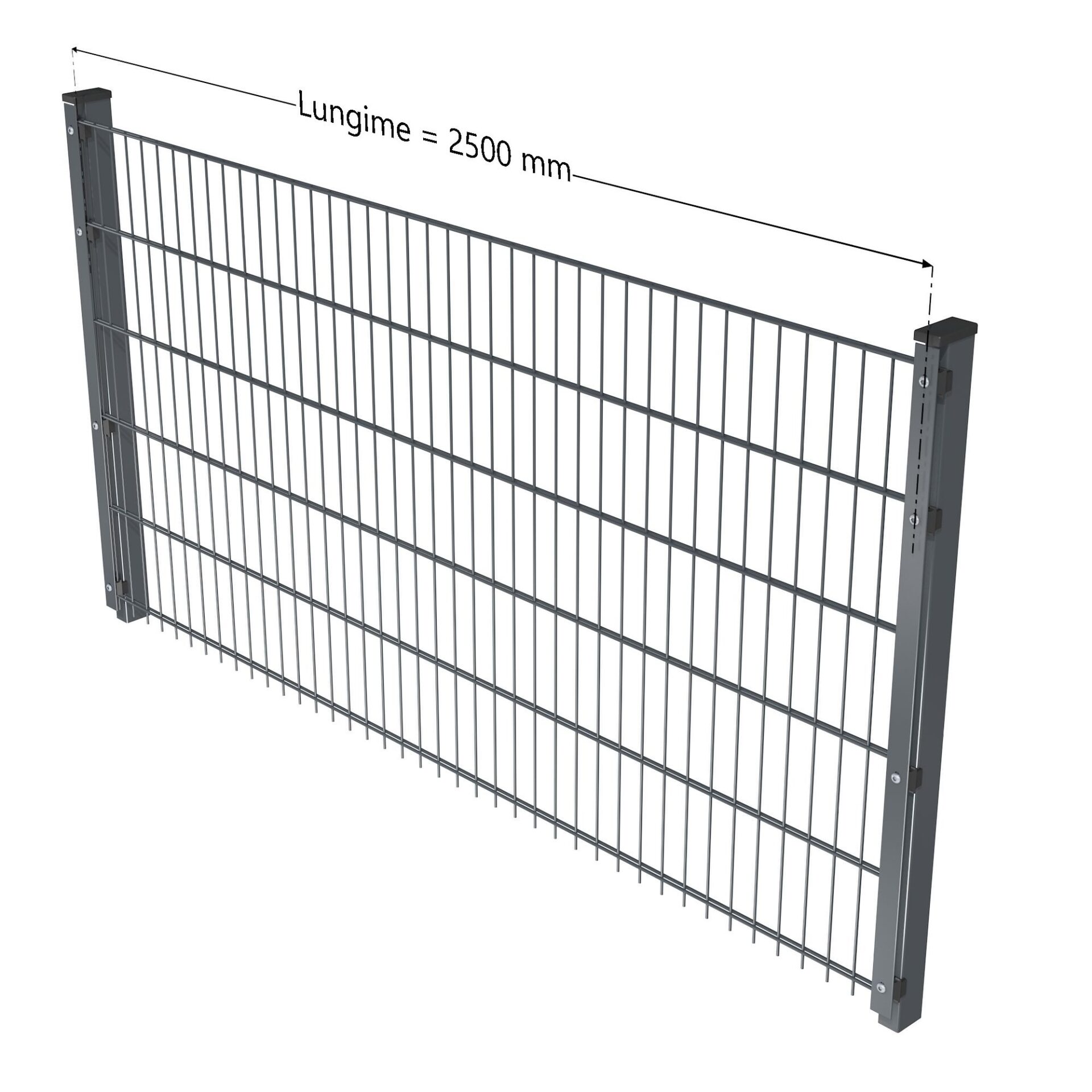 panou gard antracit dublu fir 2D cu lungime de 2500 mm